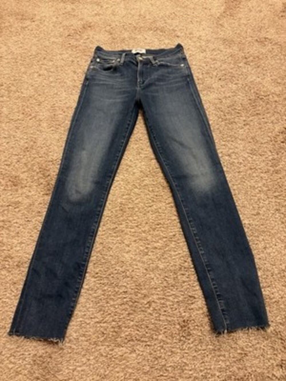 AGOLDE Slim Fit Skinny Jeans Blue Denim Raw Hem Button Zipper Stretch Pockets